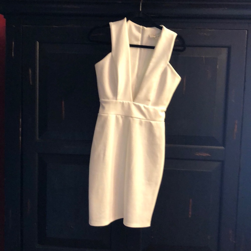 Dress white low cut v